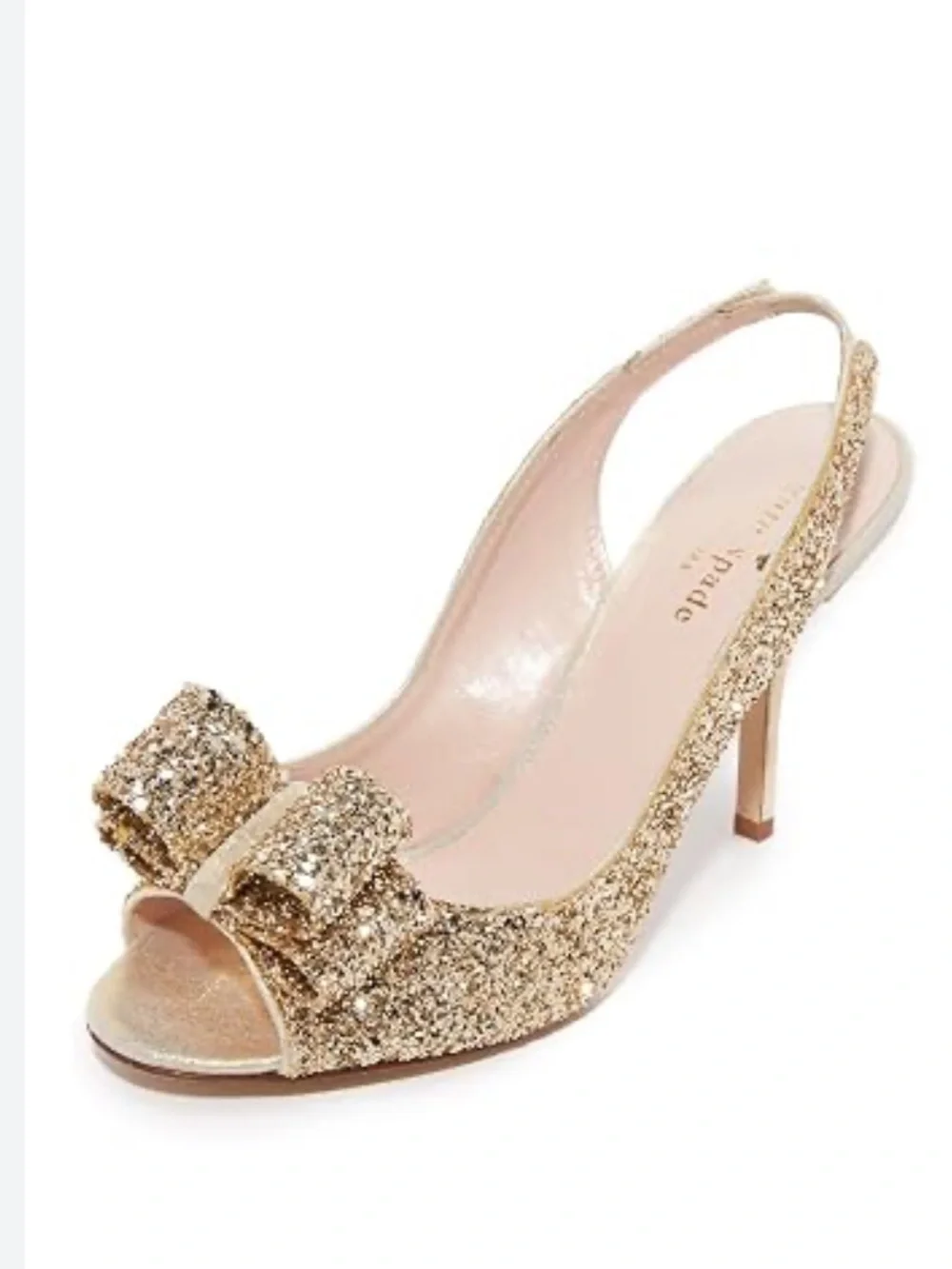 kate spade Charyl Sequin Slingback Peep-Toe Heel with Bow Accent Size 8